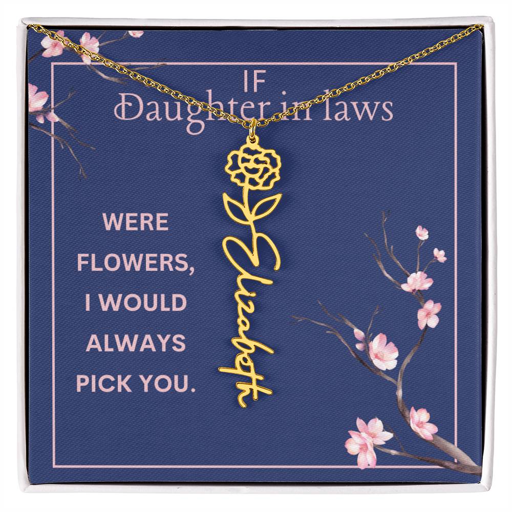 Birthmonth Flower Name Necklace | To Daughter In Law