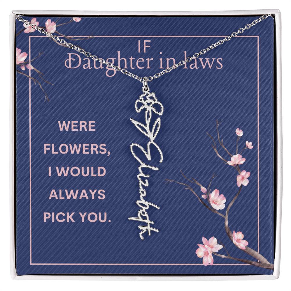 Birthmonth Flower Name Necklace | To Daughter In Law