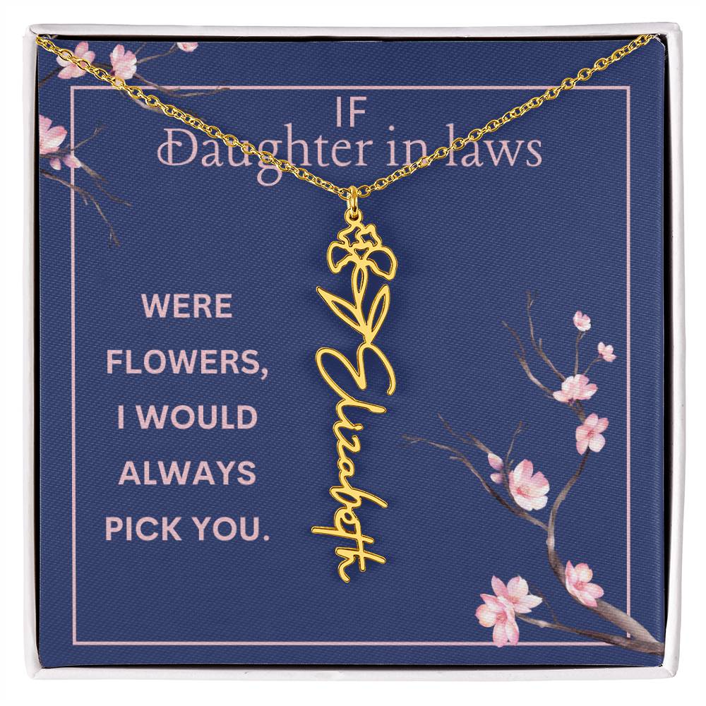 Birthmonth Flower Name Necklace | To Daughter In Law