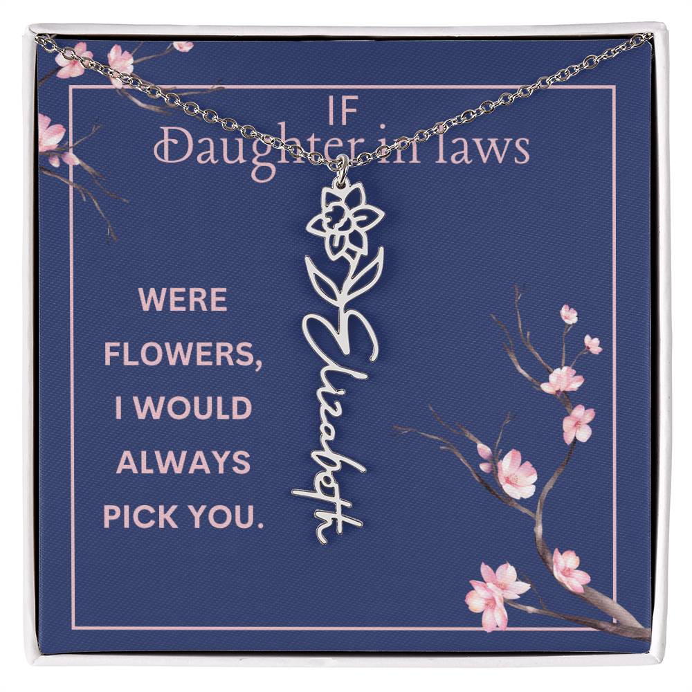 Birthmonth Flower Name Necklace | To Daughter In Law