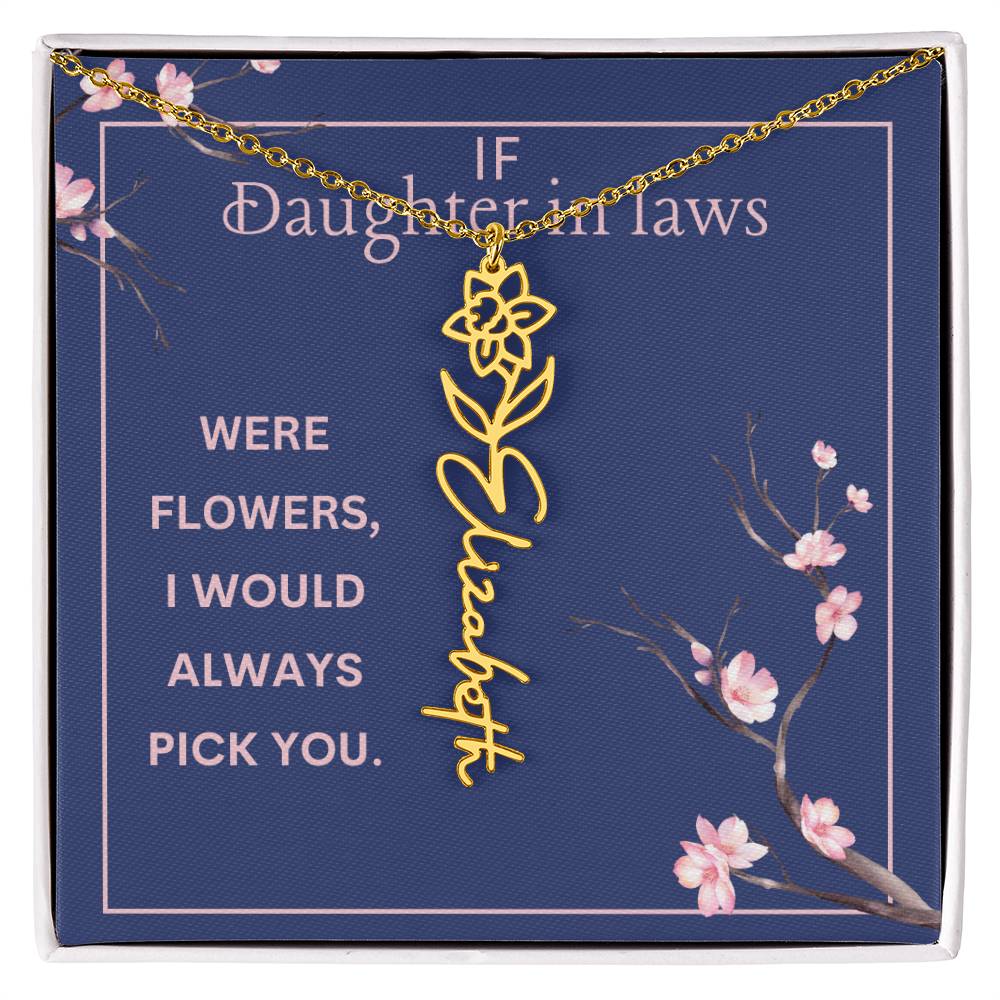 Birthmonth Flower Name Necklace | To Daughter In Law