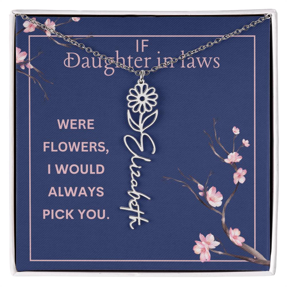 Birthmonth Flower Name Necklace | To Daughter In Law