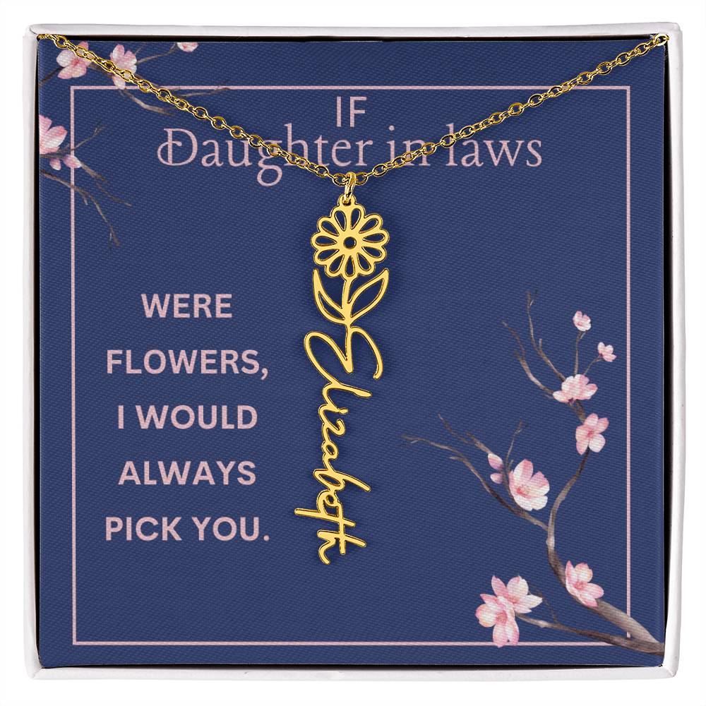 Birthmonth Flower Name Necklace | To Daughter In Law