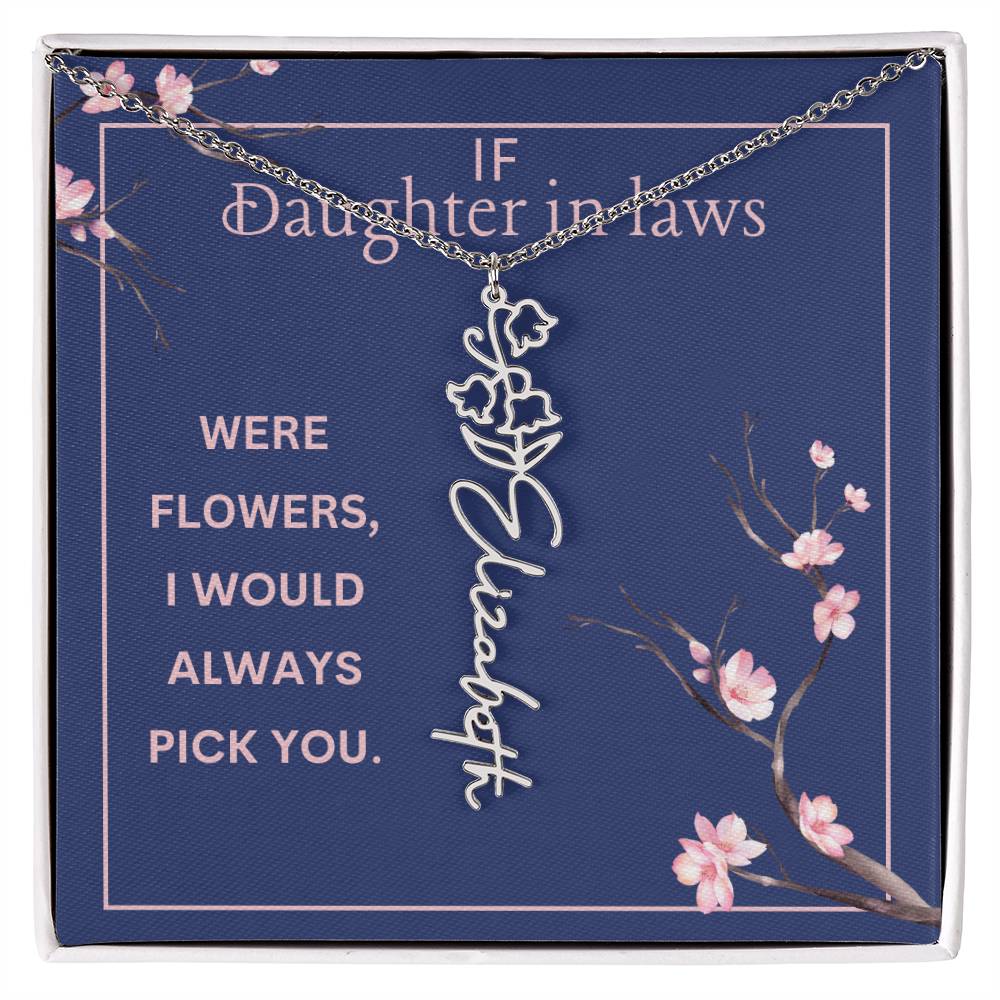 Birthmonth Flower Name Necklace | To Daughter In Law