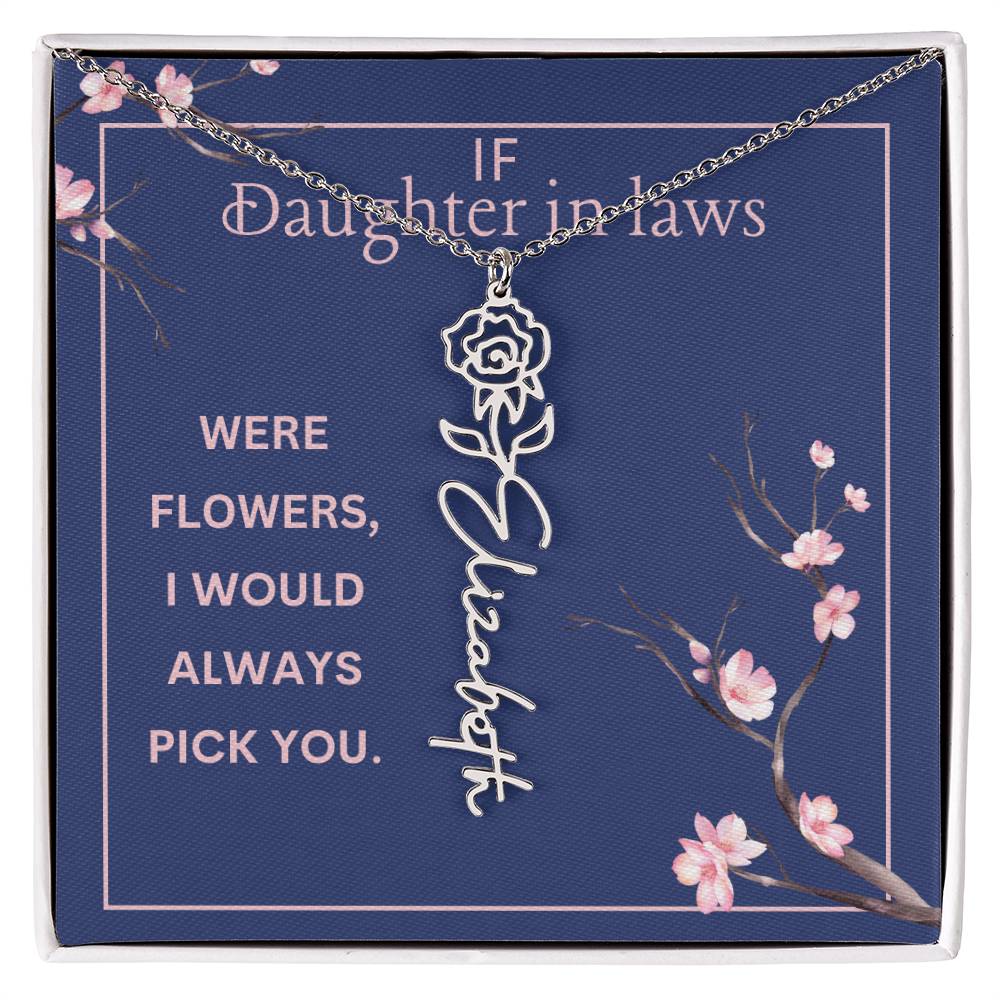 Birthmonth Flower Name Necklace | To Daughter In Law