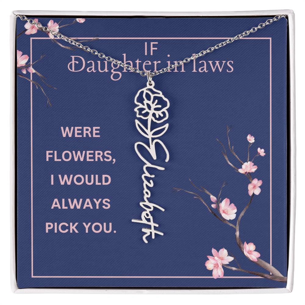 Birthmonth Flower Name Necklace | To Daughter In Law