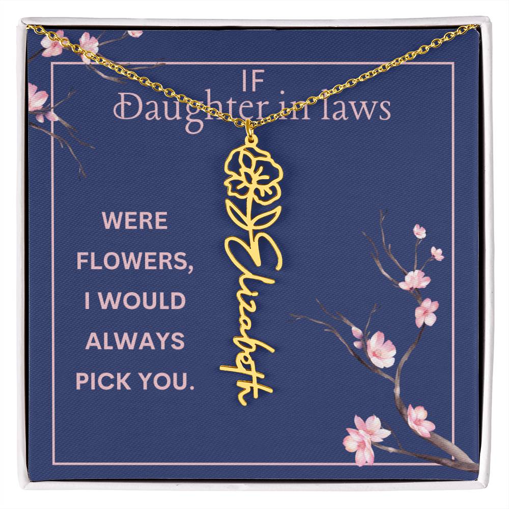 Birthmonth Flower Name Necklace | To Daughter In Law