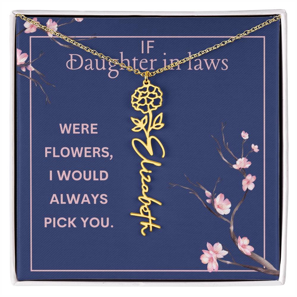 Birthmonth Flower Name Necklace | To Daughter In Law