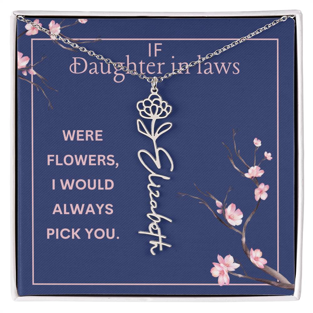 Birthmonth Flower Name Necklace | To Daughter In Law