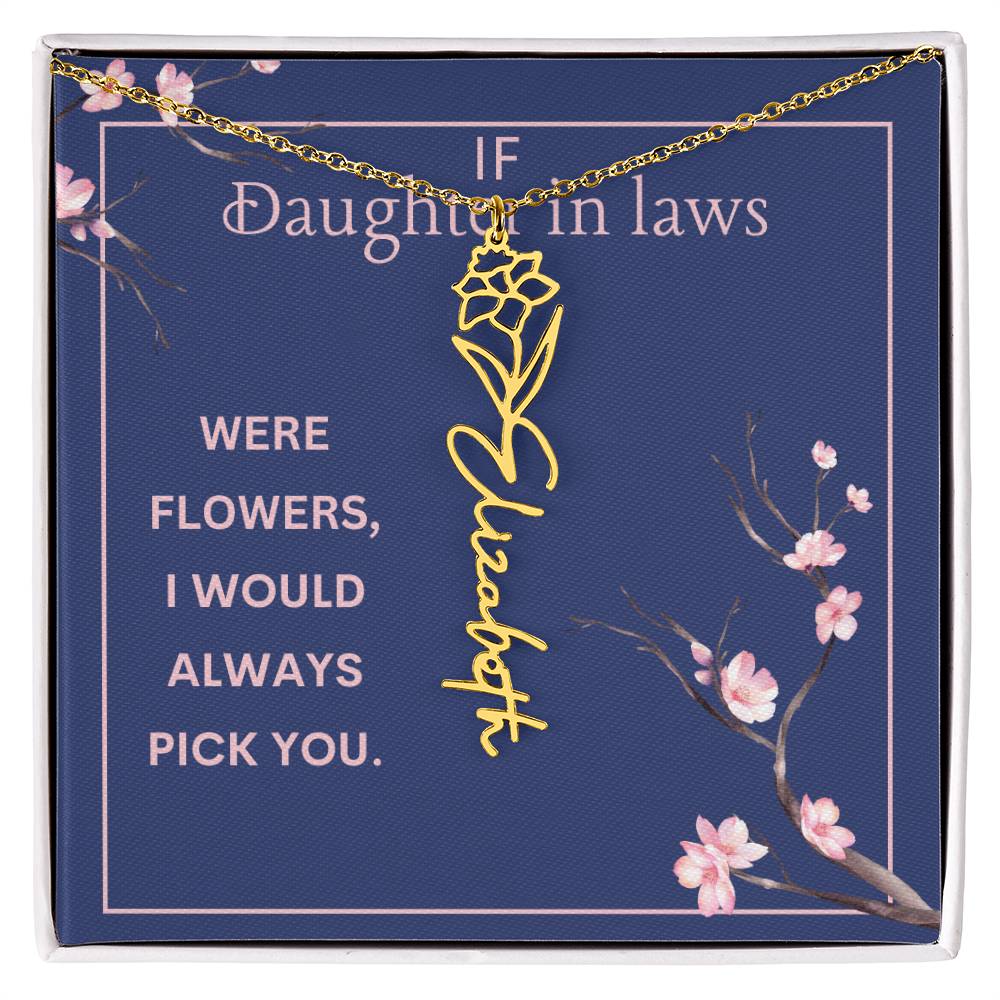 Birthmonth Flower Name Necklace | To Daughter In Law