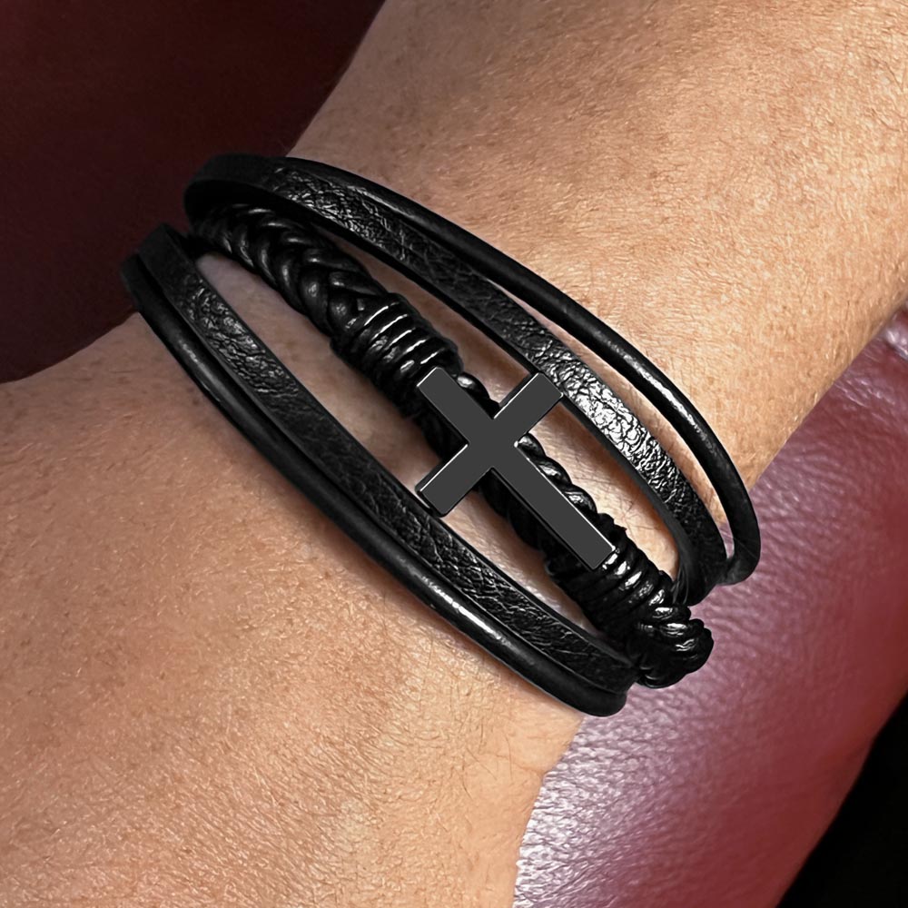 To My Son | Cross Leather Bracelet | Dance In The Rain | From Mom