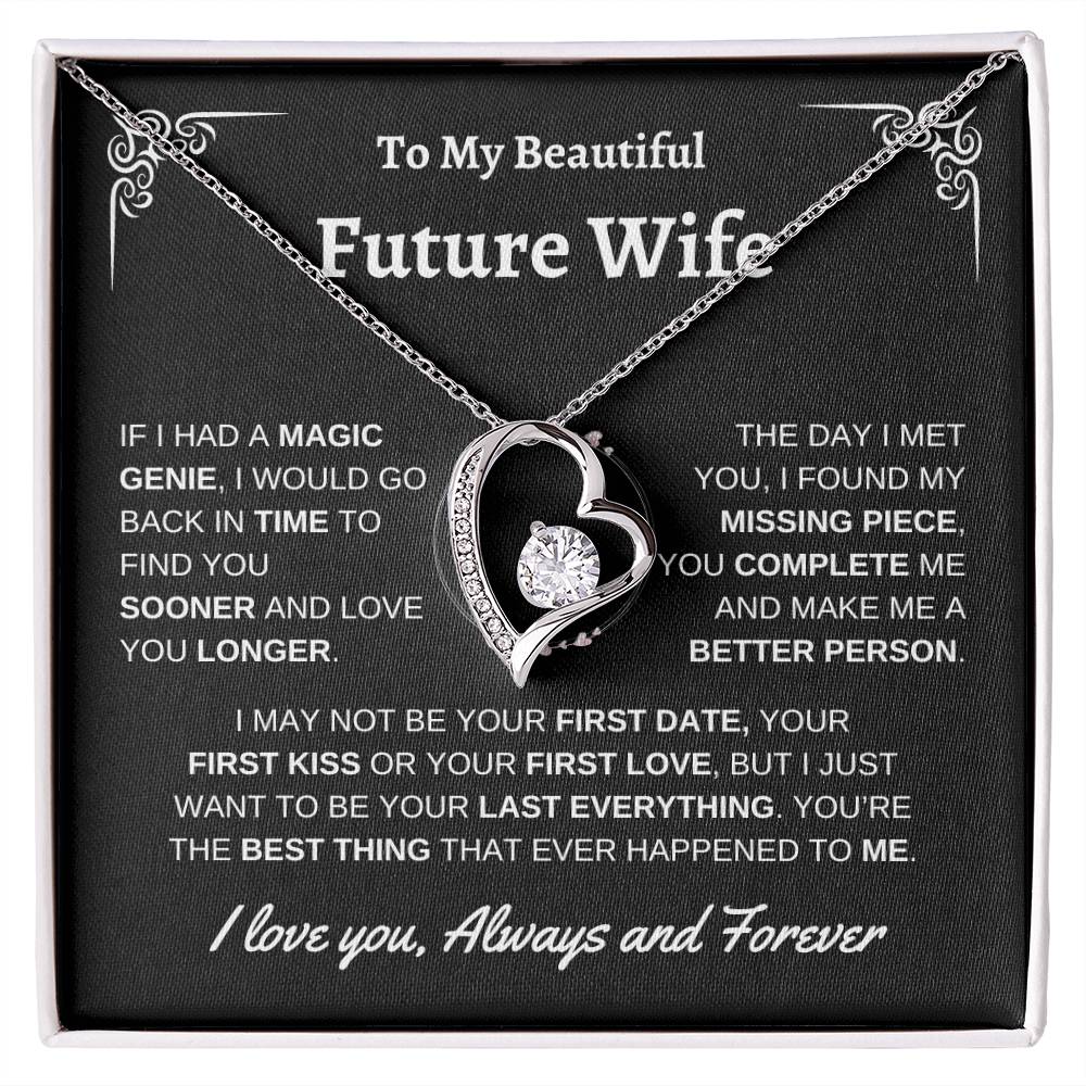 To My Beautiful Future Wife | First Kiss | Forever Love Necklace | Black Background