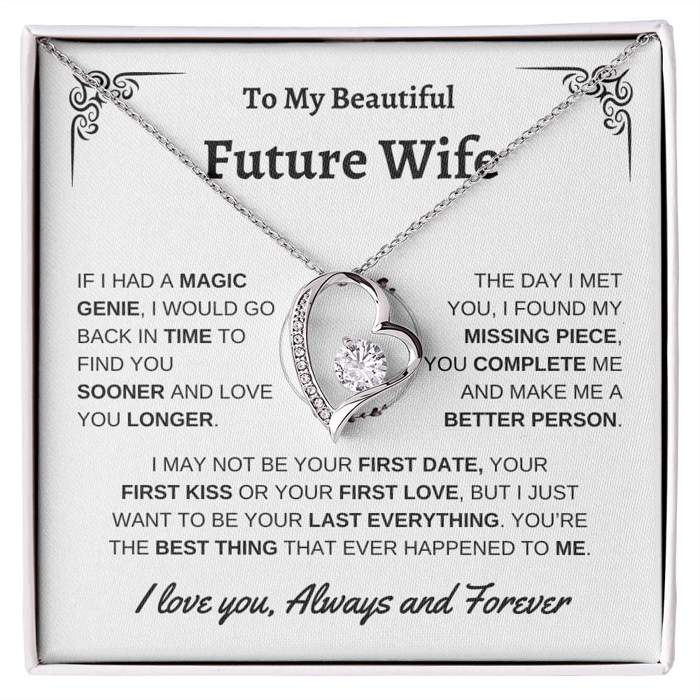 To My Beautiful Future Wife | First Kiss | Forever Love Necklace | White Background