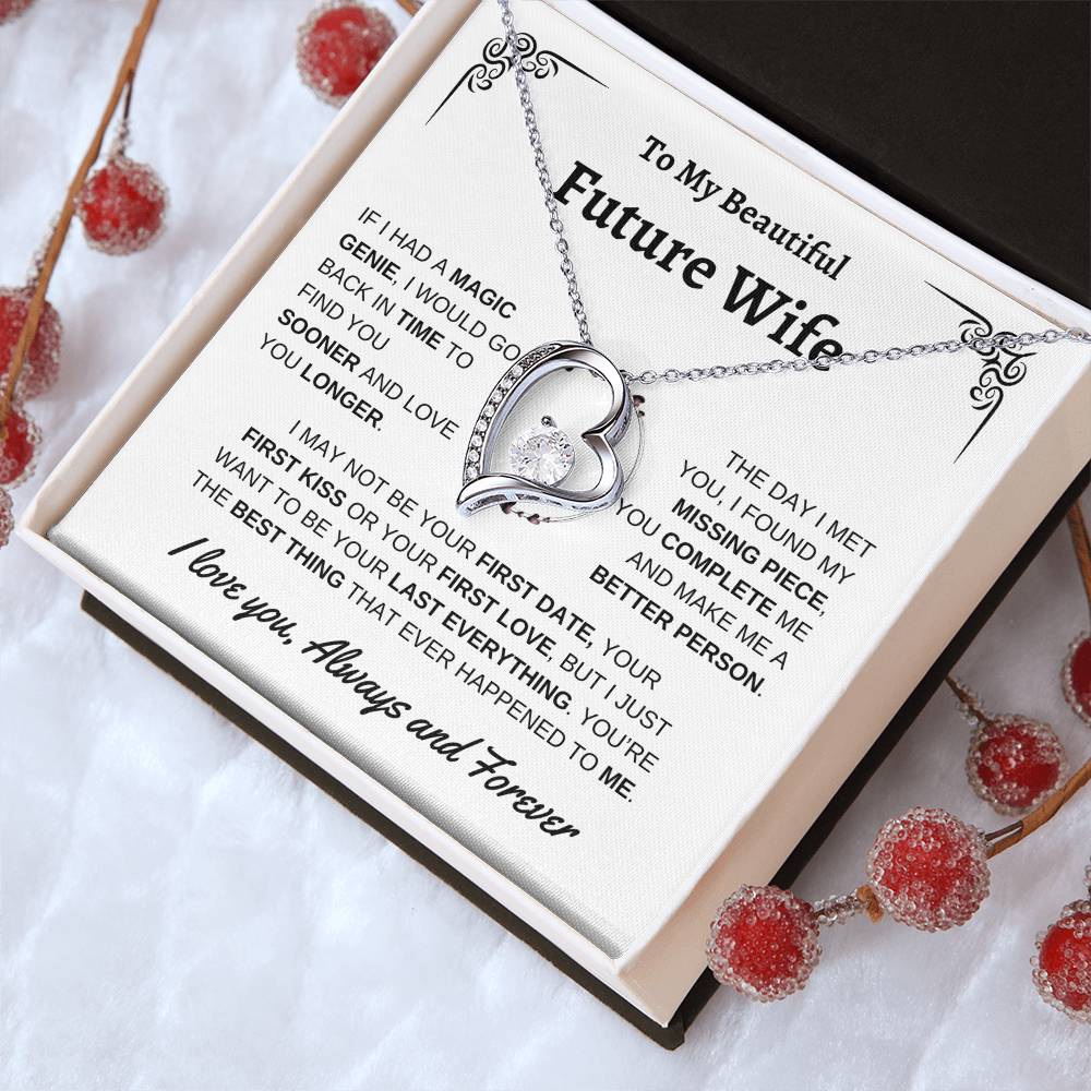 To My Beautiful Future Wife | First Kiss | Forever Love Necklace | White Background