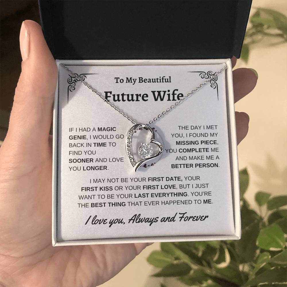 To My Beautiful Future Wife | First Kiss | Forever Love Necklace | White Background