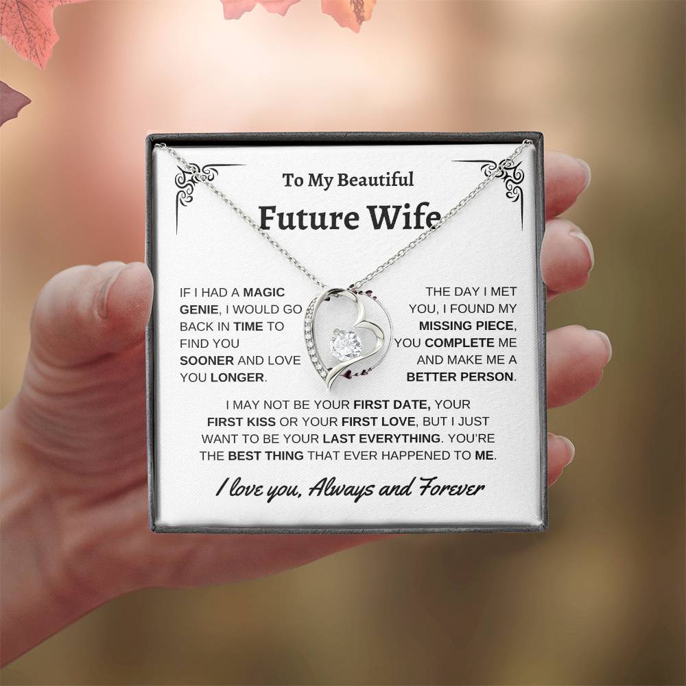 To My Beautiful Future Wife | First Kiss | Forever Love Necklace | White Background