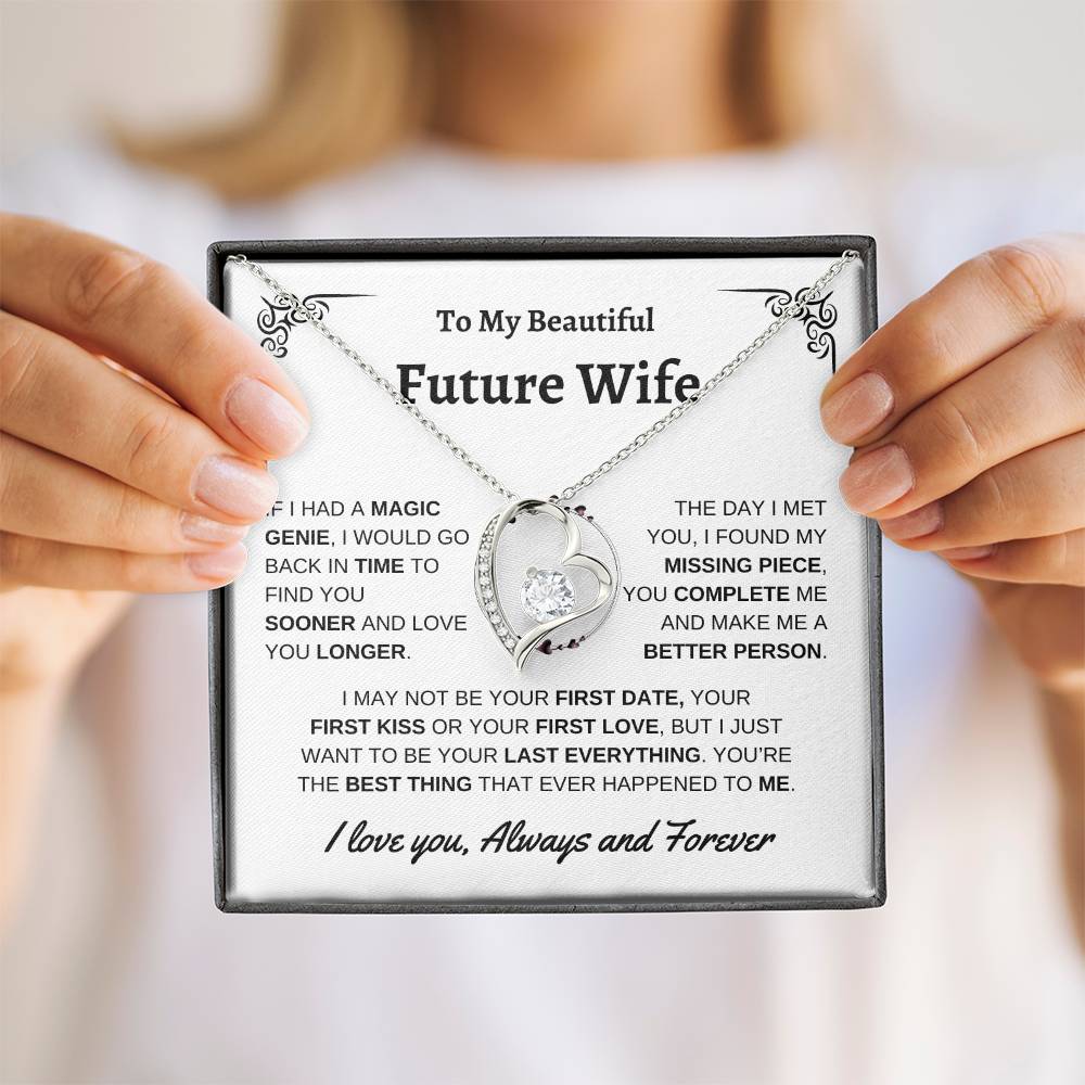 To My Beautiful Future Wife | First Kiss | Forever Love Necklace | White Background