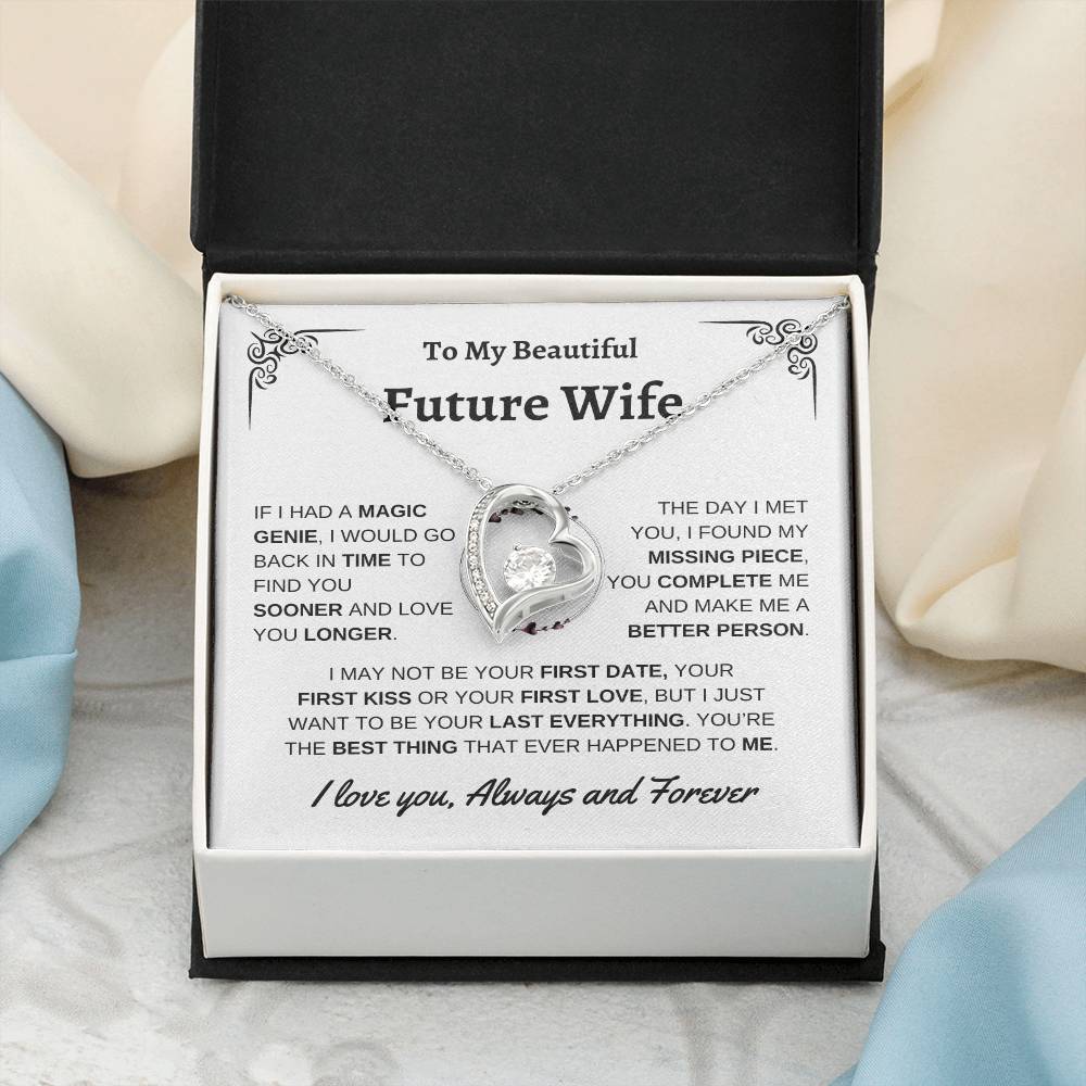 To My Beautiful Future Wife | First Kiss | Forever Love Necklace | White Background