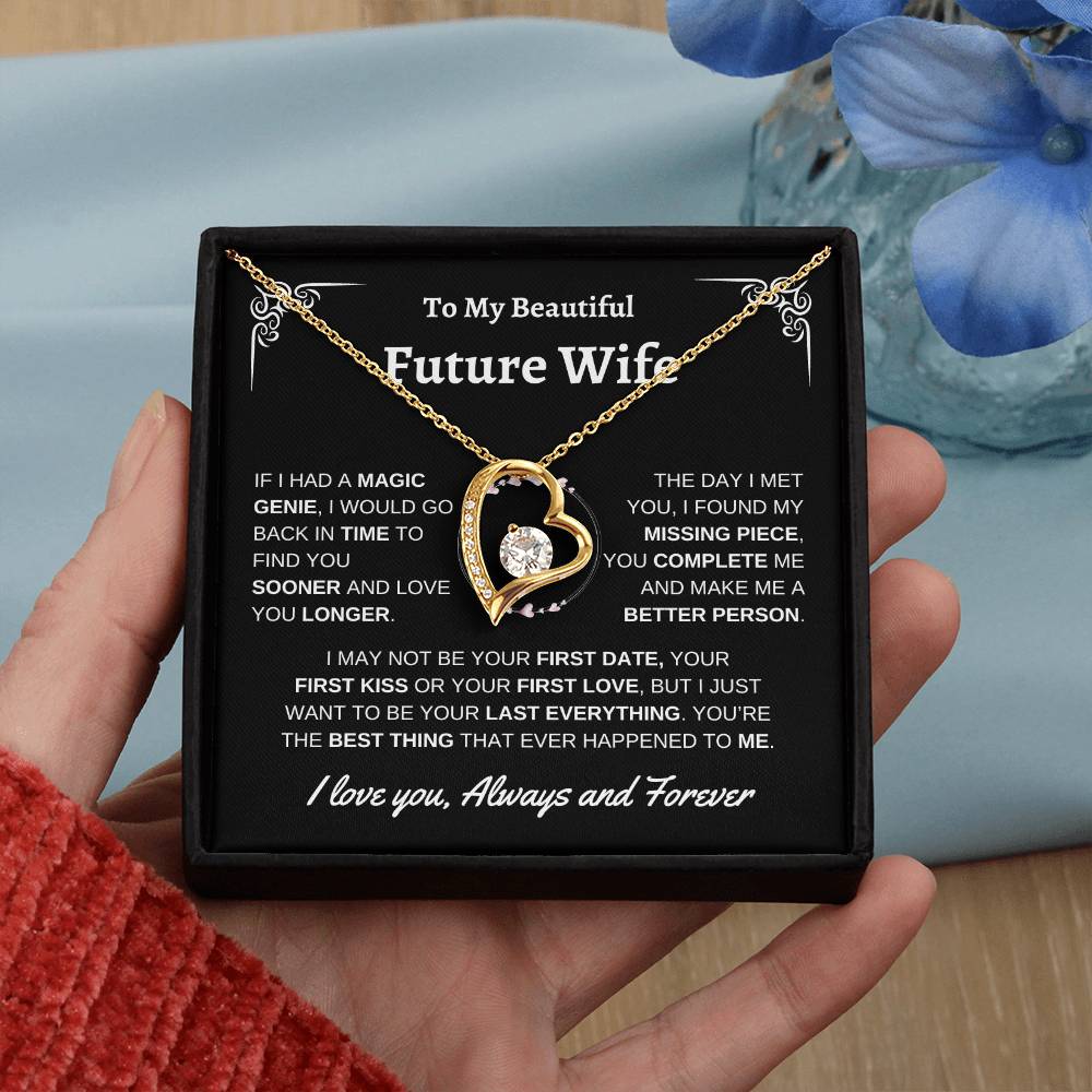 To My Beautiful Future Wife | First Kiss | Forever Love Necklace | Black Background