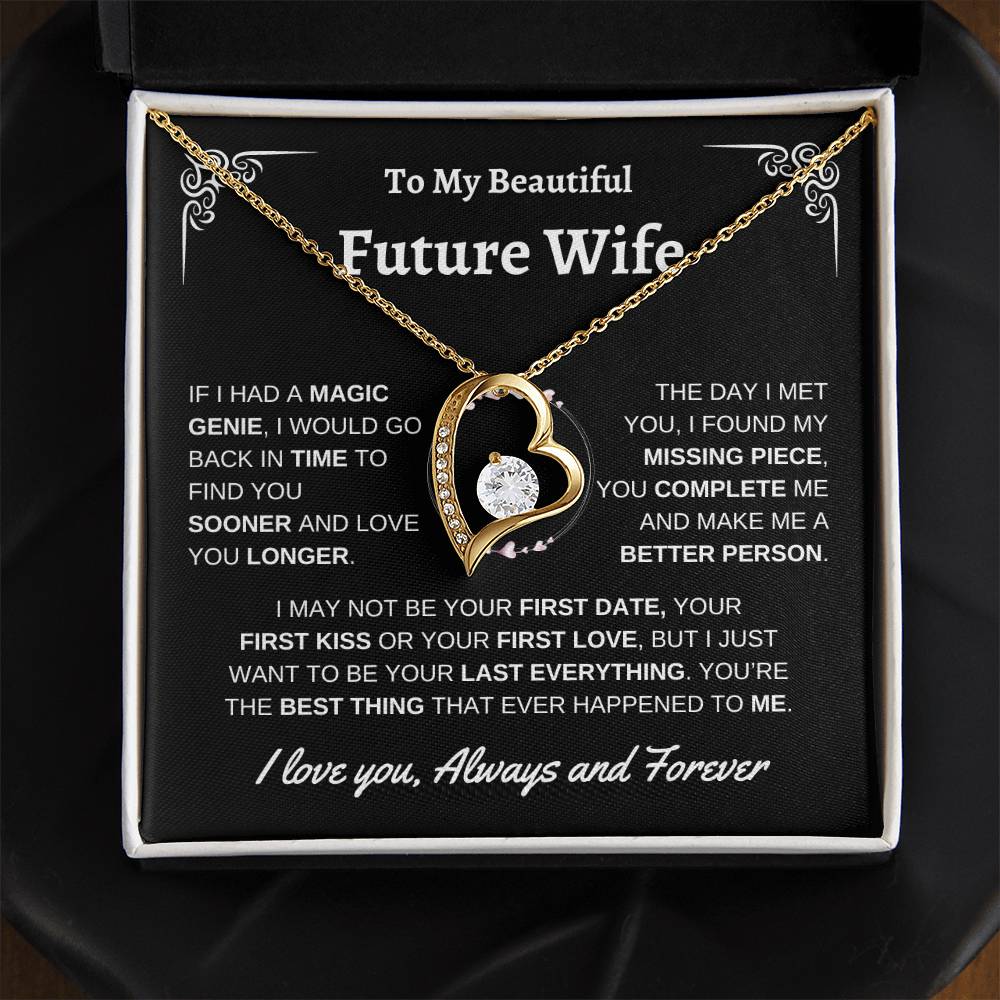 To My Beautiful Future Wife | First Kiss | Forever Love Necklace | Black Background