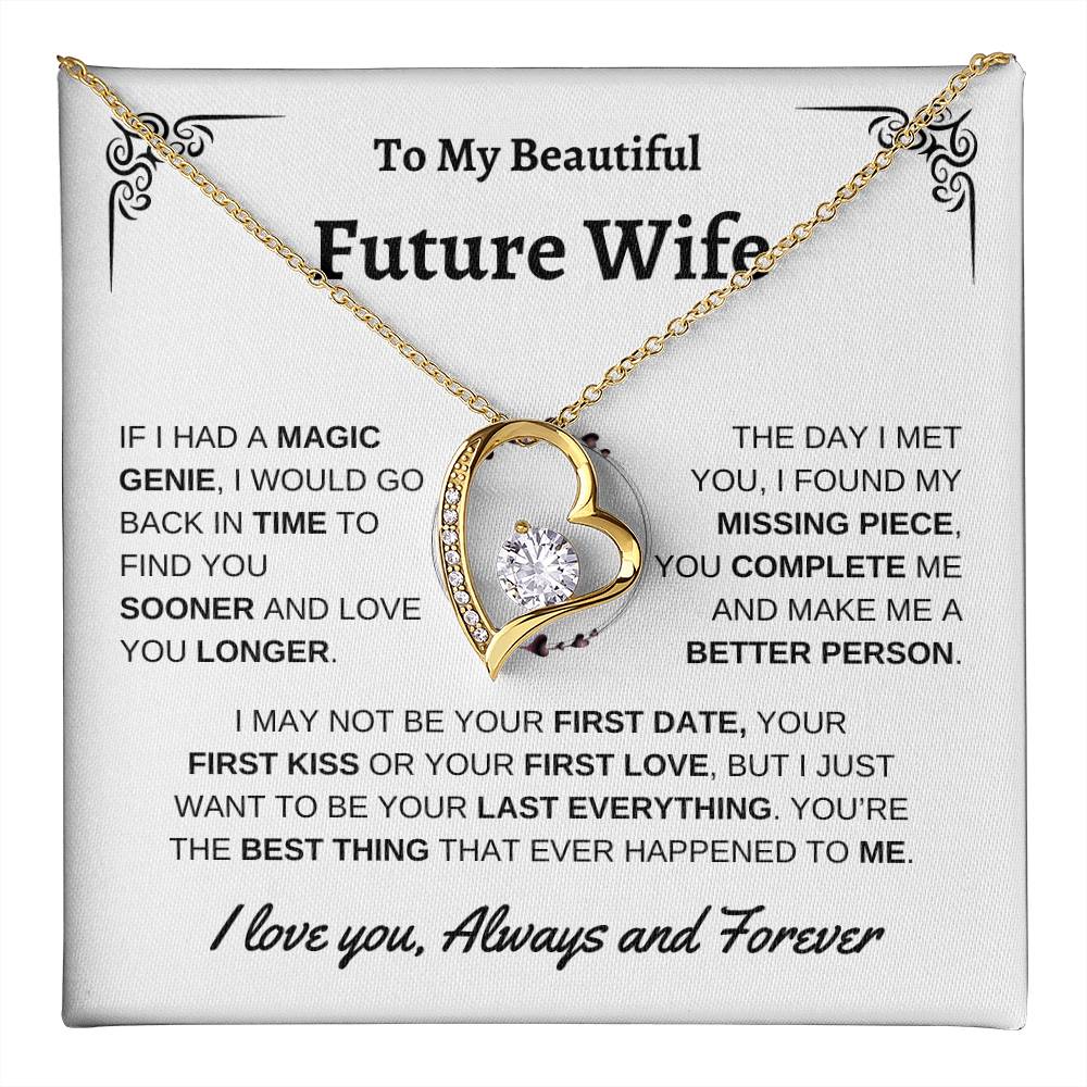 To My Beautiful Future Wife | First Kiss | Forever Love Necklace | White Background