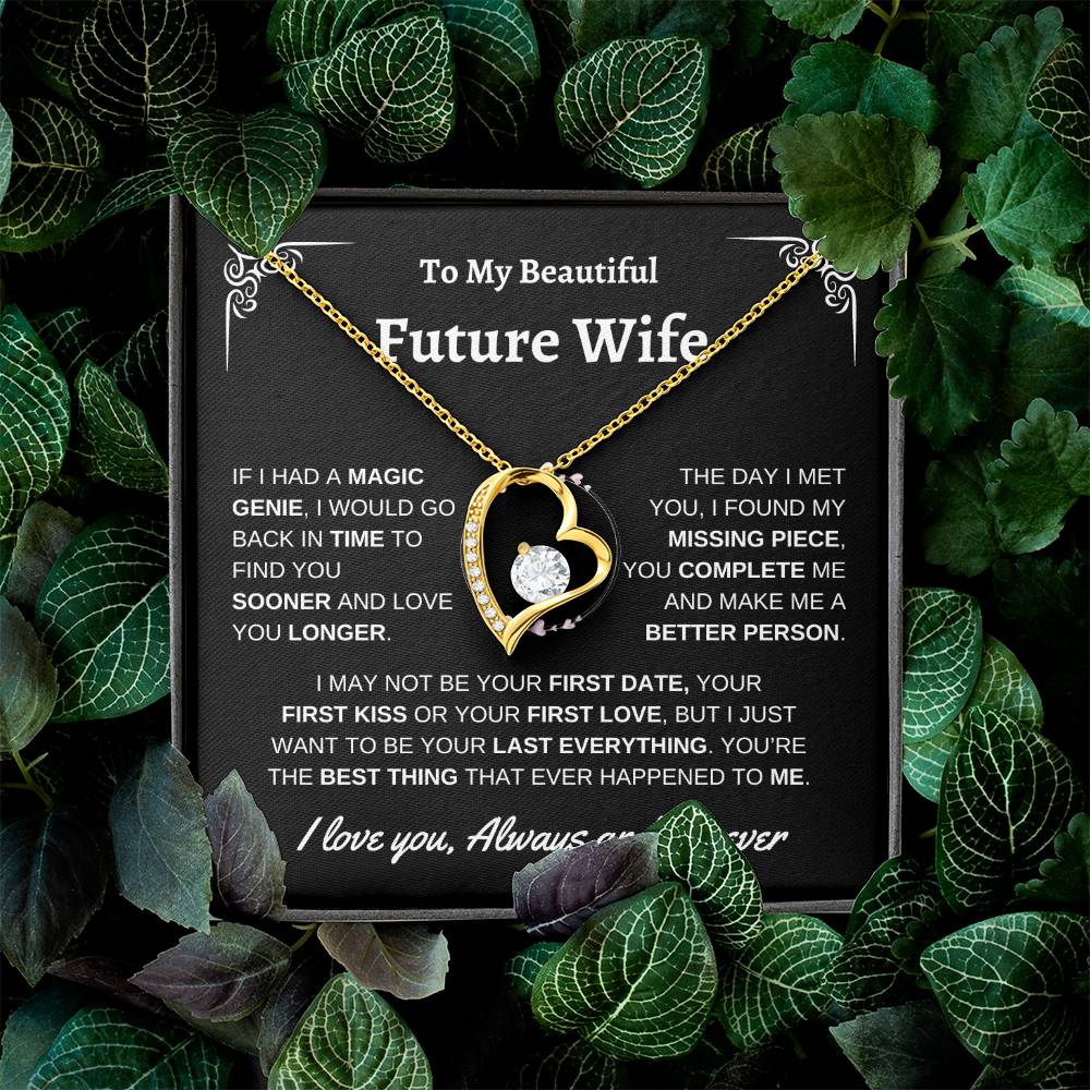 To My Beautiful Future Wife | First Kiss | Forever Love Necklace | Black Background