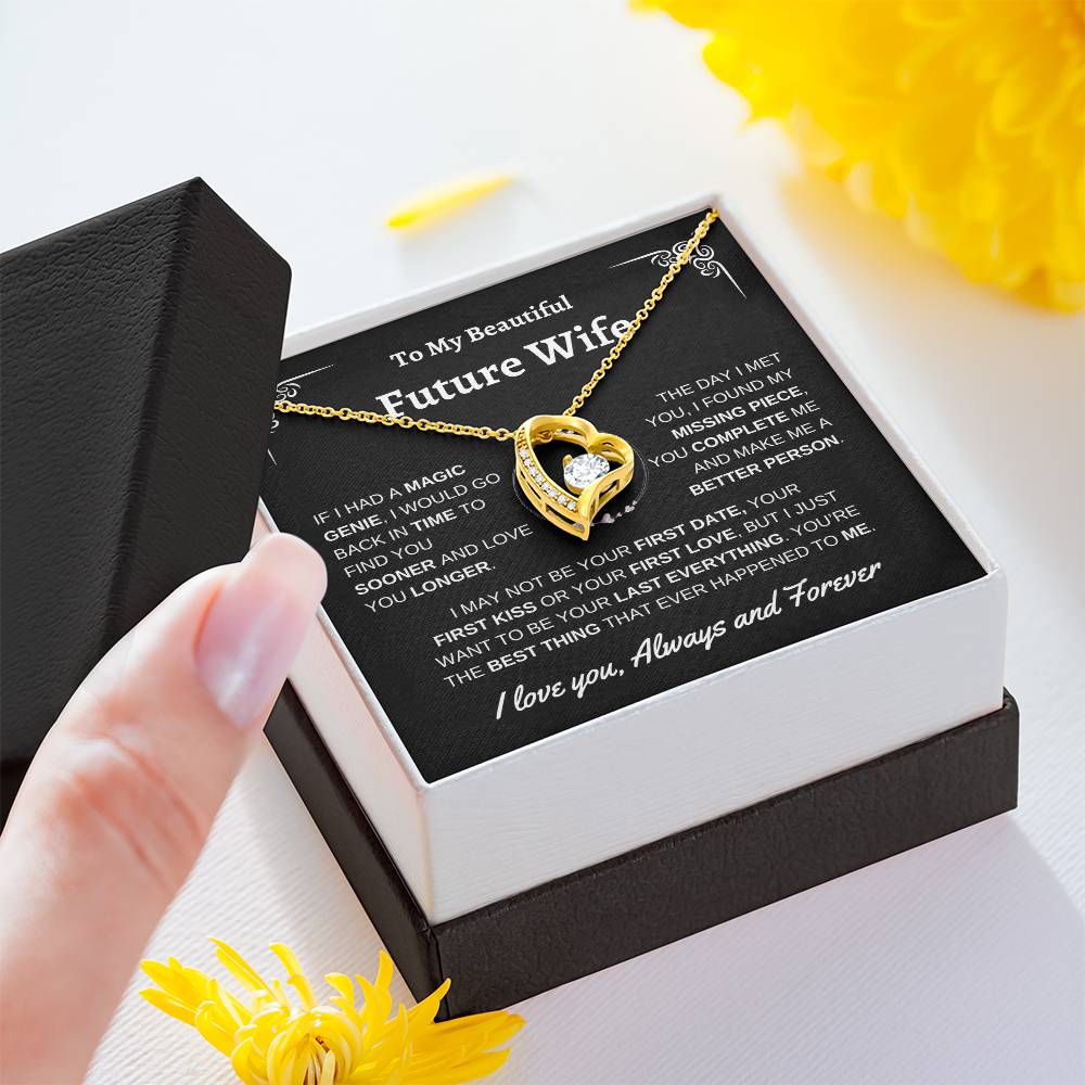 To My Beautiful Future Wife | First Kiss | Forever Love Necklace | Black Background