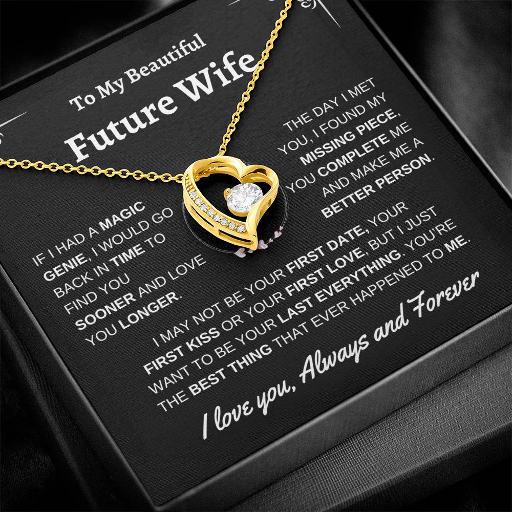 To My Beautiful Future Wife | First Kiss | Forever Love Necklace | Black Background