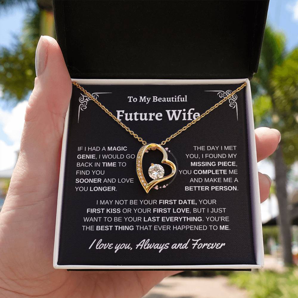 To My Beautiful Future Wife | First Kiss | Forever Love Necklace | Black Background