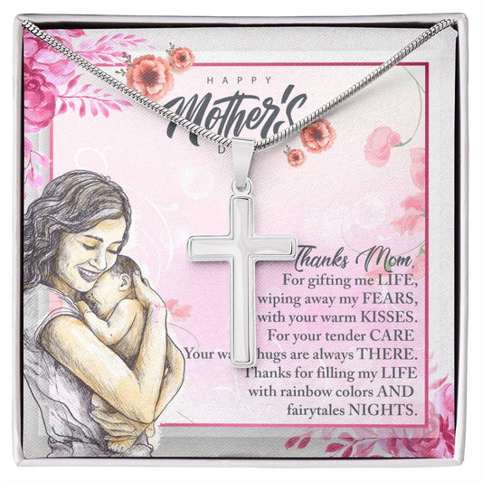 To Mom | Happy Mother's Day | Cross Stainless Steel Necklace