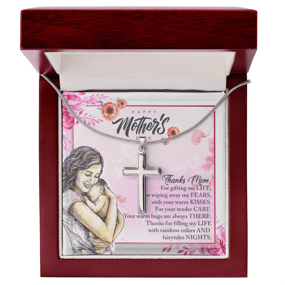 To Mom | Happy Mother's Day | Cross Stainless Steel Necklace