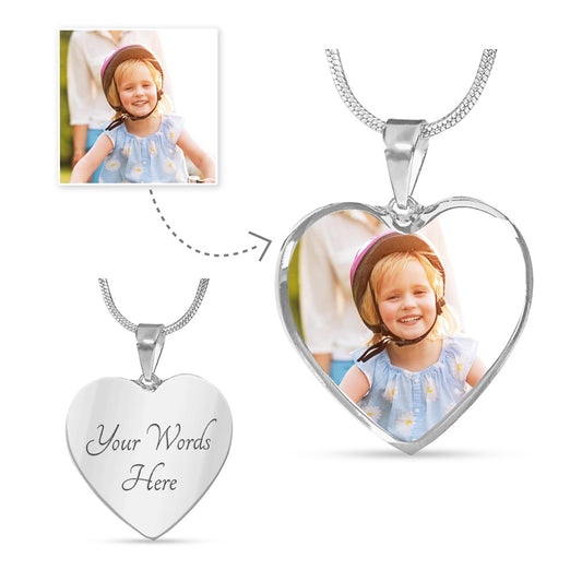 Custom Picture | Personalized Message | Heart Necklace