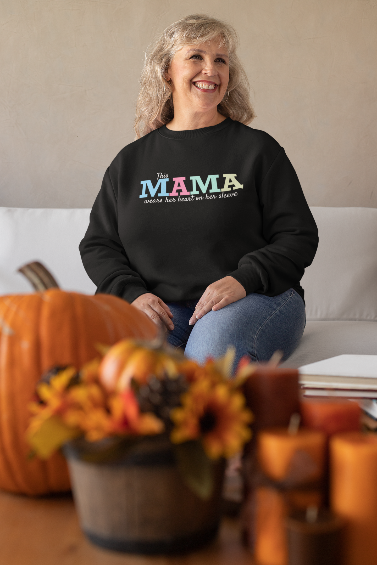 MAMA Sweatshirt | Personalized Name + Heart on Sleeve