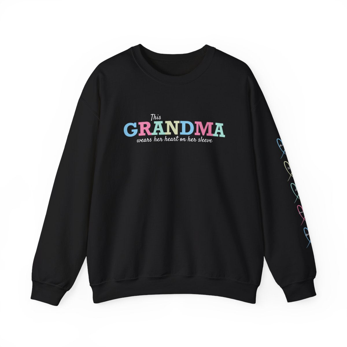 GRANDMA Sweatshirt | Personalized Names + Heart on Sleeve