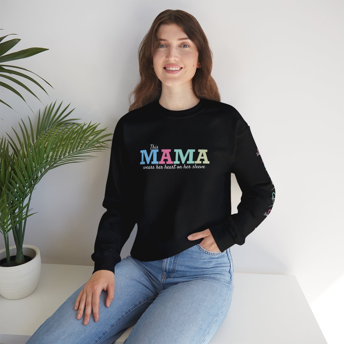 MAMA Sweatshirt | Personalized Name + Heart on Sleeve